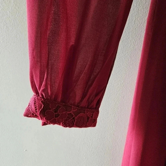 Moon Retro Vintage Style Long  Sleeve Midi Burgundy Casual Dress Size Medium. - Picture 10 of 16
